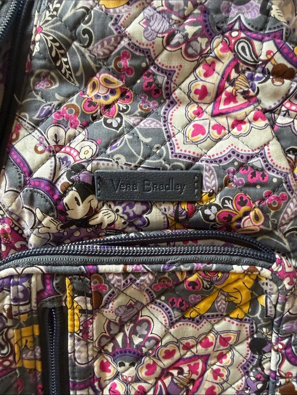 Vera Bradley Disney Pattern Gray and Purple Paisley Sling Backpack